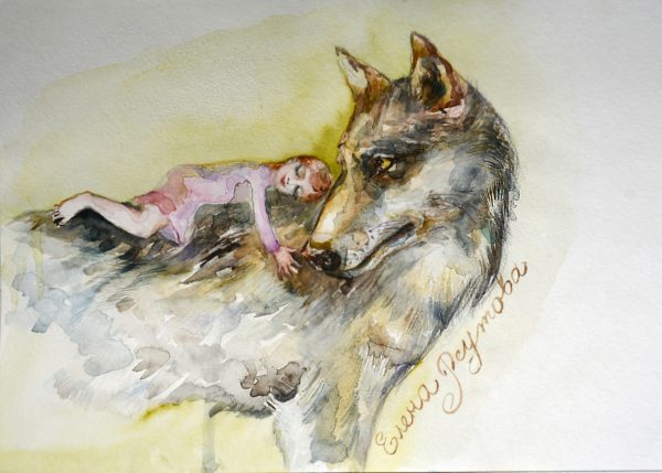 Волк с девочкой