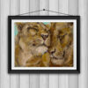 Картина со львами в интерьере.