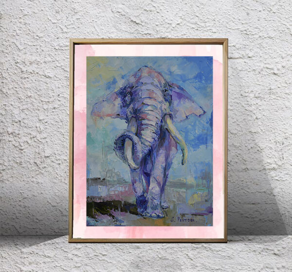 Картина слон в раме.