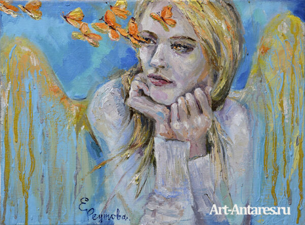 Девушка ангел с бабочками.