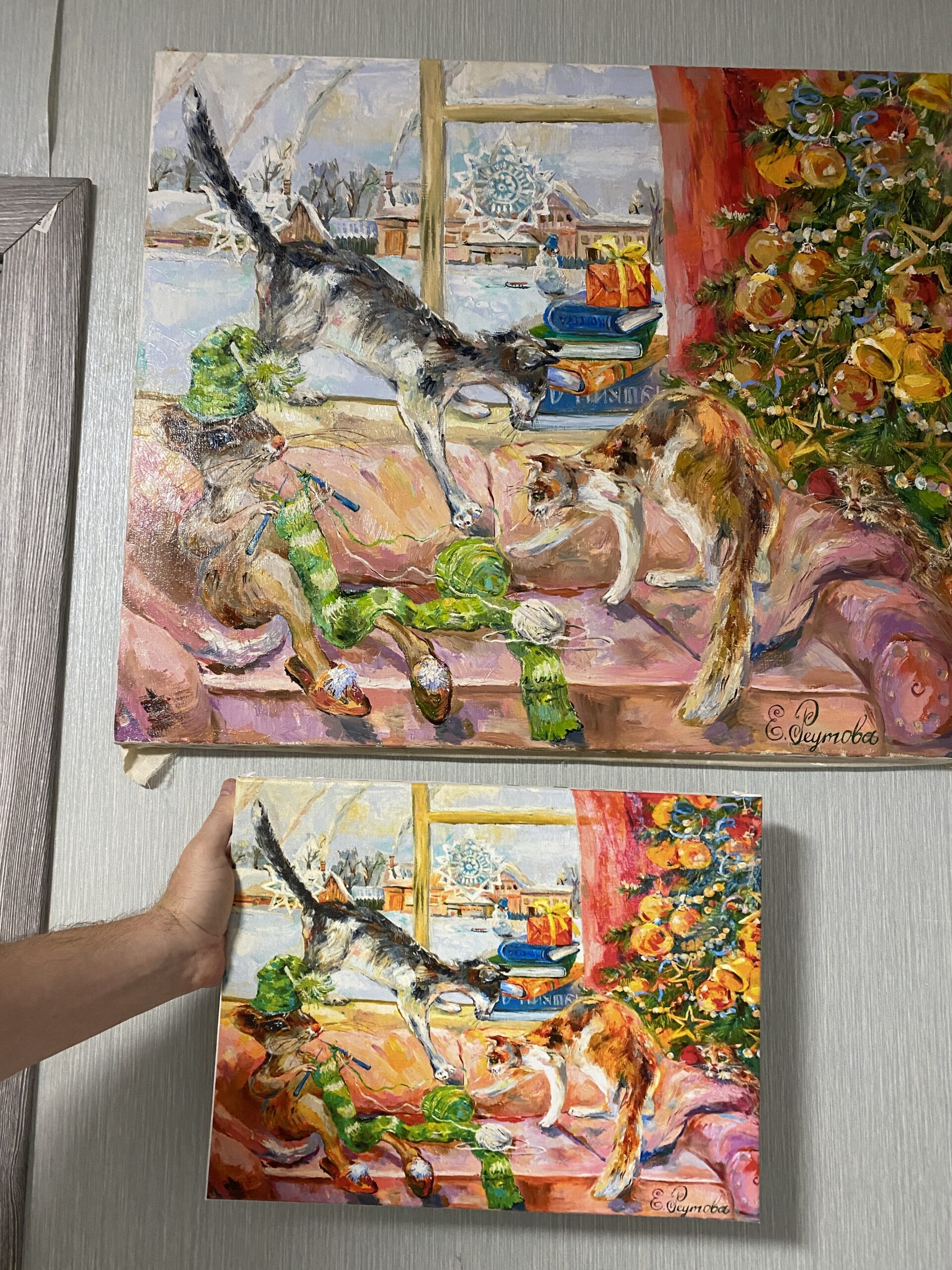Продается принт с картины с кошками.