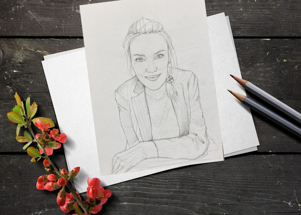 Портрет девушки простым карандашом.